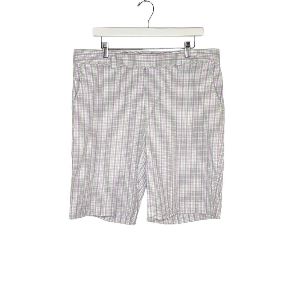 Lady Hagen Shorts Womens Size 16 Pink/Green Plaid Bermuda High Rise 10" Inseam